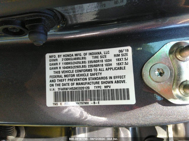 Honda CR-V EX 2019 7FARW1H53KE020120 Image 9