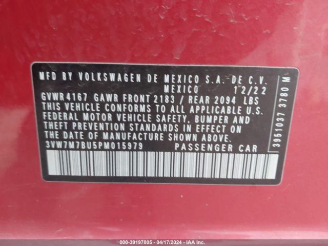 3VW7M7BU5PM015979 Volkswagen Jetta 1.5t Se