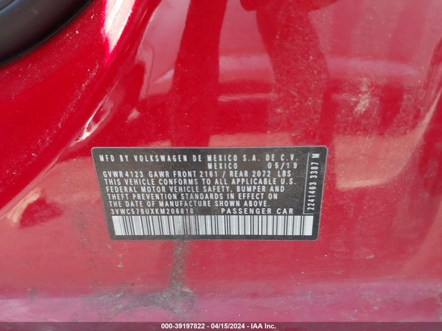 3VWC57BUXKM206818 Volkswagen Jetta 1.4t R-line/1.4t S/1.4t Se
