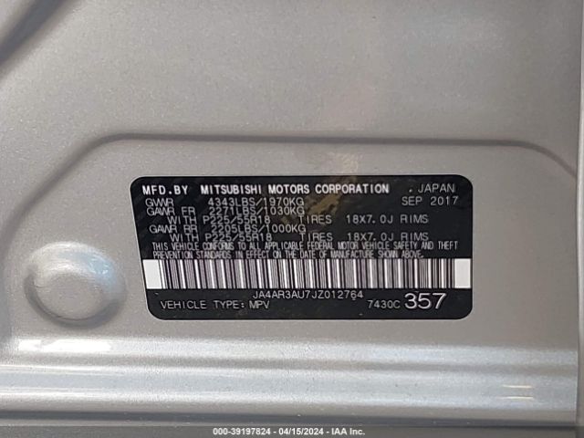 JA4AR3AU7JZ012764 Mitsubishi Outlander Sport 2.0 Es