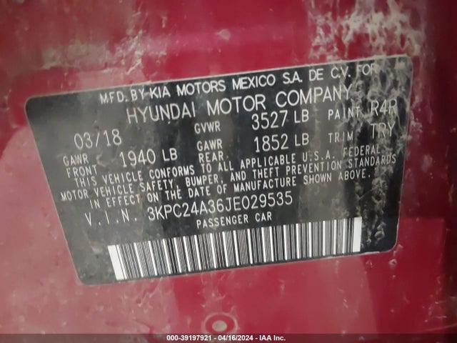 Hyundai ACCENT SE 2018 3KPC24A36JE029535 Image 9