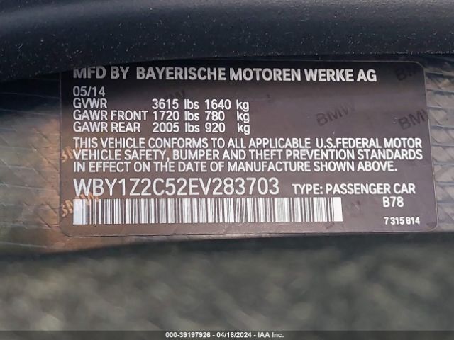 WBY1Z2C52EV283703 BMW I3