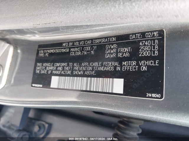Volvo V60 T5 Drive-e Premier 2016 YV140MEK5G1319458 Image 9