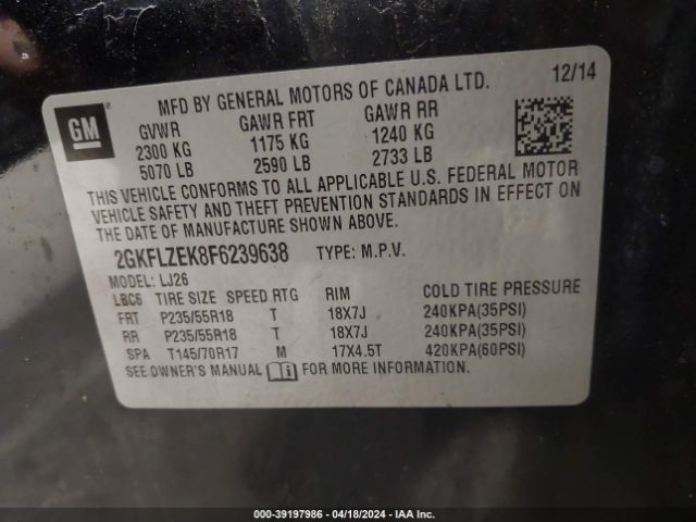 2GKFLZEK8F6239638 GMC Terrain Denali