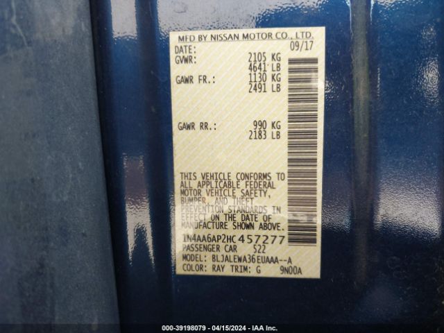 1N4AA6AP2HC457277 Nissan Maxima 3.5 Sl