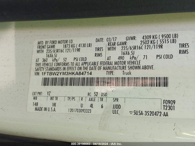 1FTBW2YM3HKA84714 Ford Transit-350