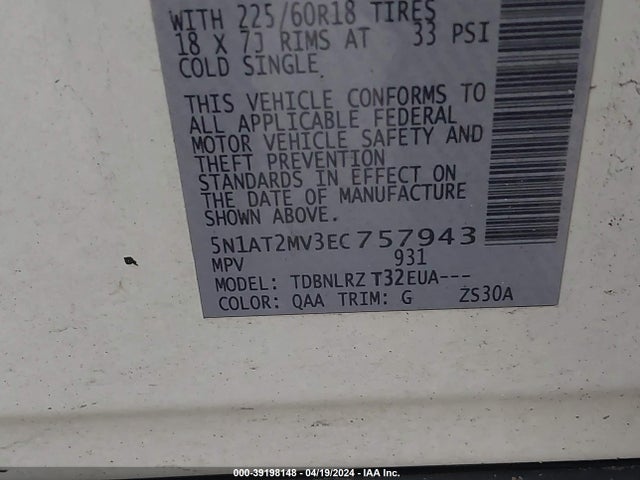 Nissan Rogue Sl 2014 5N1AT2MV3EC757943 Image 9