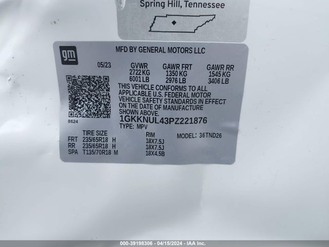 GMC Acadia Awd Slt 2023 1GKKNUL43PZ221876 Image 9