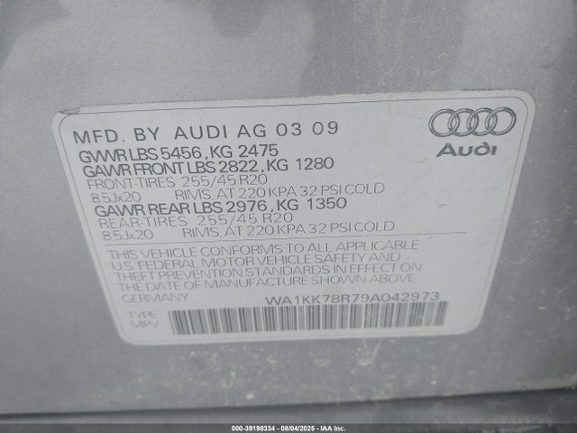 2009 AUDI Q5 WA1KK78R79A042973 Photo 8