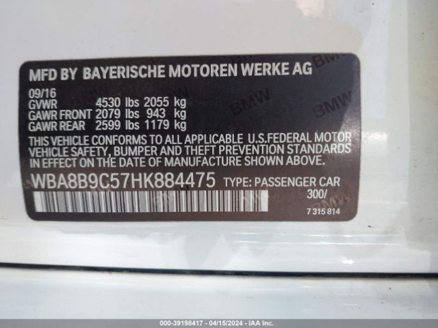 WBA8B9C57HK884475 BMW 330I