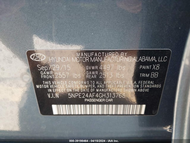 Hyundai SONATA SE 2016 5NPE24AF4GH313768 Image 9