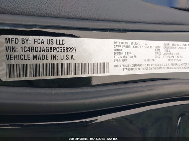 Dodge Durango Sxt Launch Edition Awd 2023 1C4RDJAG8PC568227 Image 9