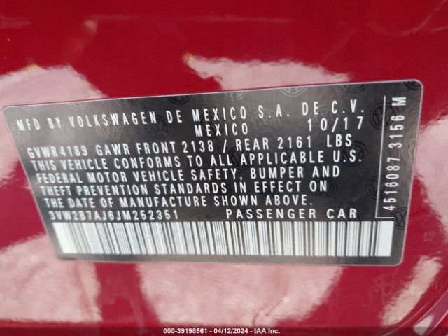 3VW2B7AJ6JM252351 Volkswagen Jetta 1.4t S