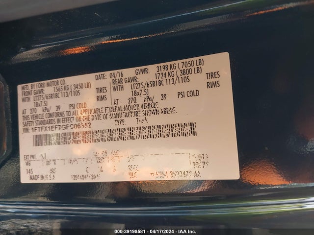 Ford F-150 Xlt 2016 1FTFX1EF7GFC06352 Image 9