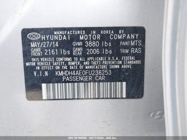 Hyundai ELANTRA SE 2015 KMHDH4AE0FU236253 Image 9