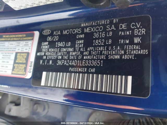 3KPA24AD1LE333651 KIA RIO S
