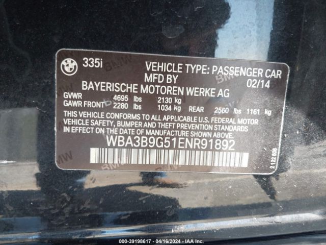WBA3B9G51ENR91892 BMW 335i Xdrive