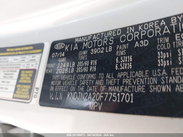 KIA Soul 2015 KNDJN2A20F7751701 Image 9