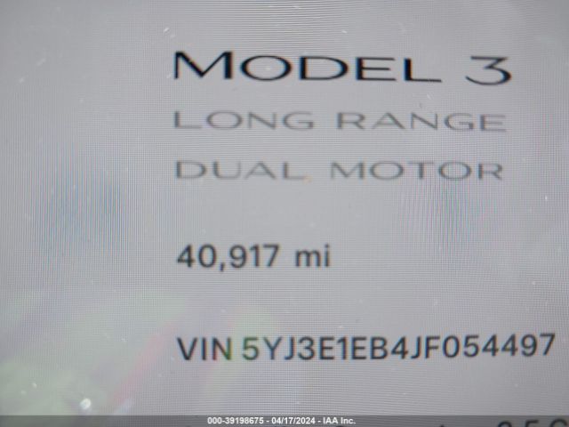5YJ3E1EB4JF054497 Tesla Model 3 Long Range/performance