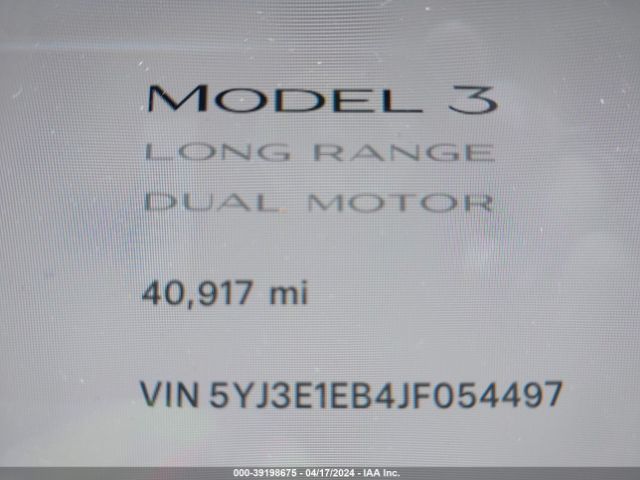 5YJ3E1EB4JF054497 Tesla Model 3 Long Range/performance