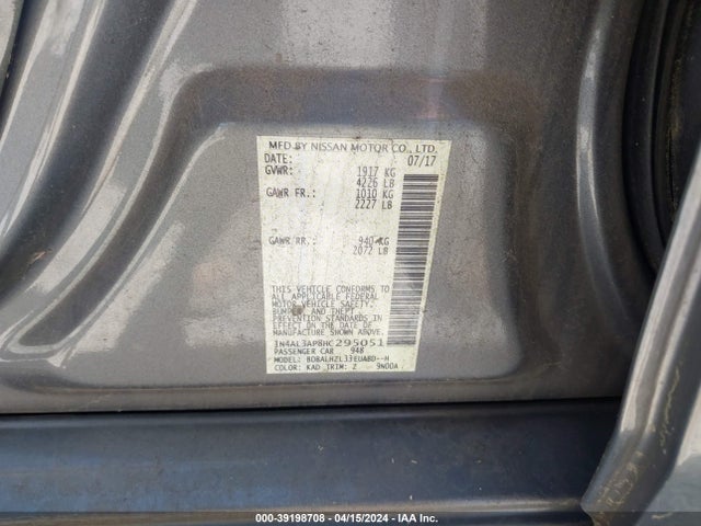 Nissan Altima 2.5 Sr 2017 1N4AL3AP8HC295051 Image 9