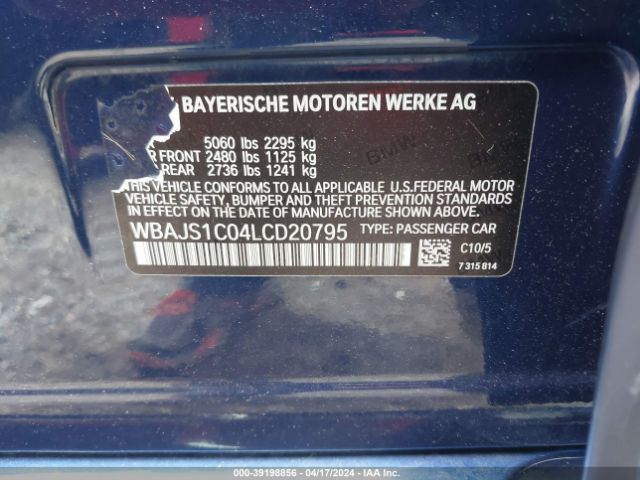 WBAJS1C04LCD20795 BMW 540I