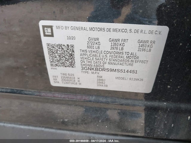 Chevrolet Blazer Fwd 3lt 2021 3GNKBDRS9MS514451 Image 9