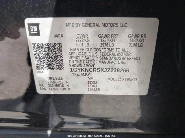 1GYKNCRSXJZ238266 Cadillac XT5 LUXURY