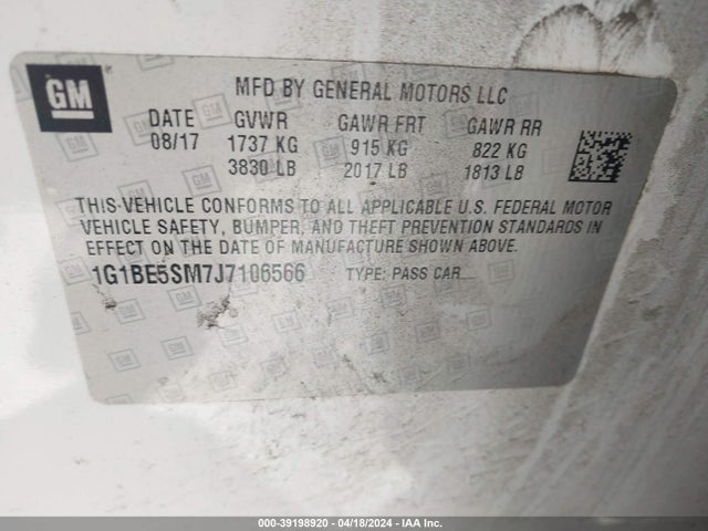 Chevrolet Cruze Lt Auto 2018 1G1BE5SM7J7106566 Image 9