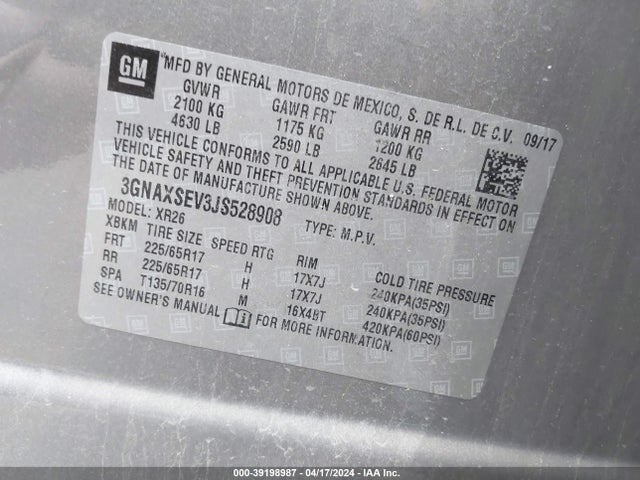 Chevrolet EQUINOX LT 2018 3GNAXSEV3JS528908 Image 9