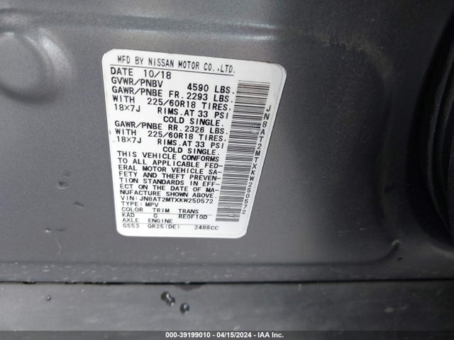 Nissan ROGUE SV 2019 JN8AT2MTXKW250572 Image 9