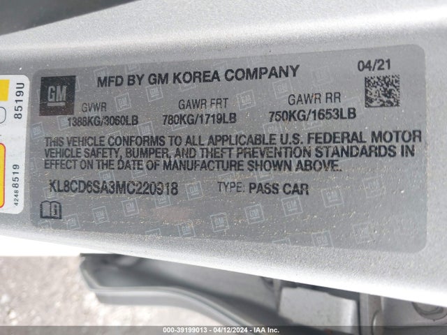 Chevrolet Spark Fwd 1lt Automatic 2021 KL8CD6SA3MC220918 Image 9