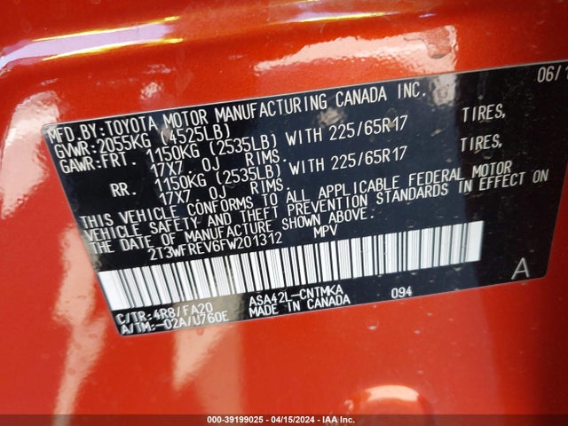 Toyota Rav4 Xle 2015 2T3WFREV6FW201312 Image 9