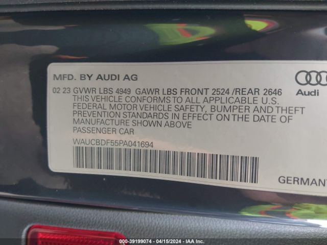 WAUCBDF55PA041694 Audi A5 Sportback Premium Plus 40 Tfsi Quattro S Tronic