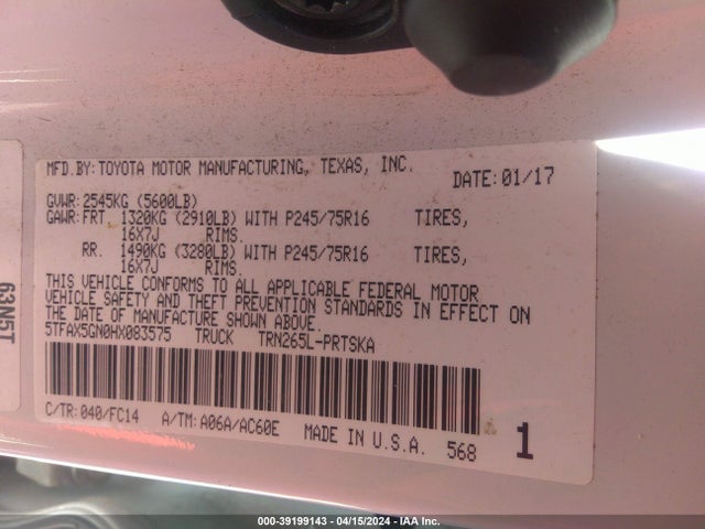 Toyota Tacoma Sr5 2017 5TFAX5GN0HX083575 Image 9