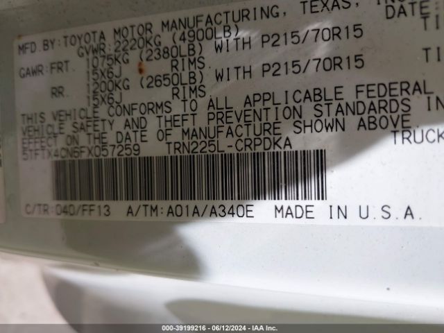5TFTX4CN6FX057259 Toyota Tacoma