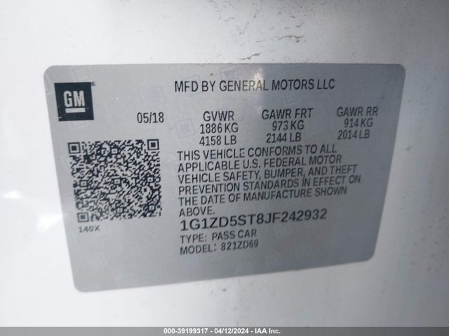 Chevrolet MALIBU LT 2018 1G1ZD5ST8JF242932 Image 9