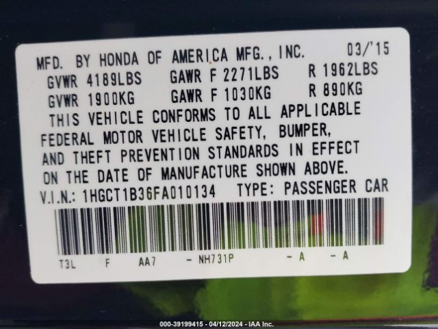 1HGCT1B36FA010134 Honda Accord Lx-s