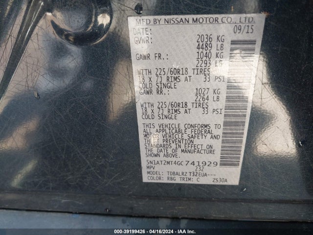 Nissan Rogue Sl 2016 5N1AT2MT4GC741929 Image 9