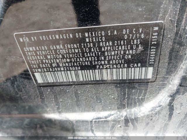3VW2B7AJ9HM219094 Volkswagen Jetta 1.4t S