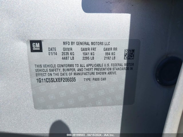 Chevrolet MALIBU 1LT 2014 1G11C5SLXEF206035 Image 9