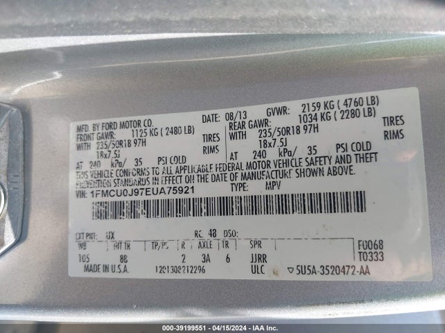 Ford Escape Titanium 2014 1FMCU0J97EUA75921 Image 9