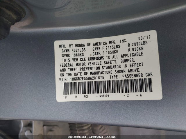 Honda Accord Sport 2017 1HGCR2F55HA201675 Image 9