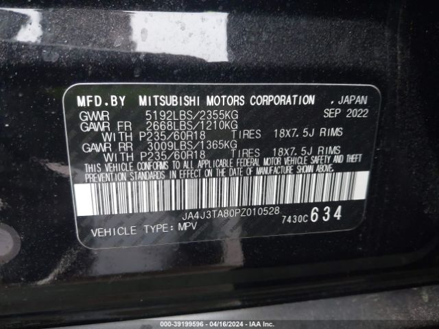JA4J3TA80PZ010528 Mitsubishi Outlander Es 2.5 2wd