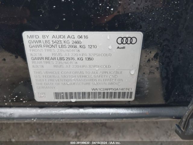 WA1C2AFP5GA140741 Audi Q5 2.0t Premium