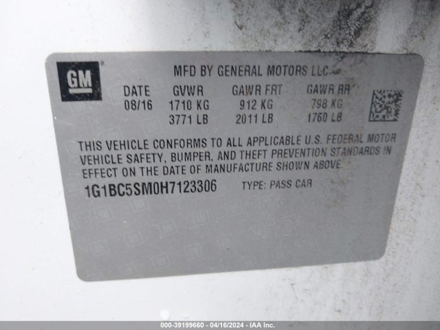 Chevrolet Cruze Ls Auto 2017 1G1BC5SM0H7123306 Image 9