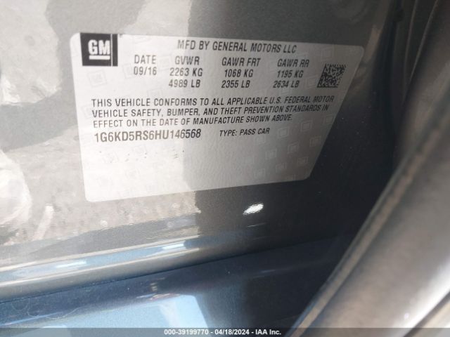 1G6KD5RS6HU146568 Cadillac CT6 LUXURY