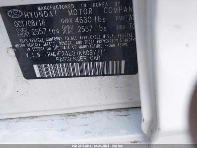 KMHE24L37KA087711 Hyundai Sonata Hybrid Se
