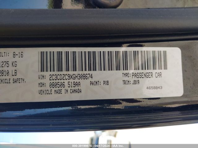 2C3CDZC9XGH308674 Dodge Challenger Srt Hellcat