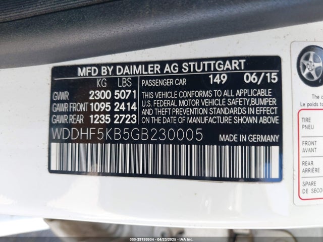 WDDHF5KB5GB230005 Mercedes-Benz E-Class